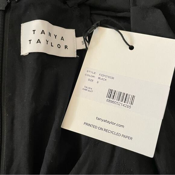 TANYA TAYLOR Talisia Straight Leg Belted Jumpsuit Black Long Sleeve V Neck NEW - Picture 10 of 13